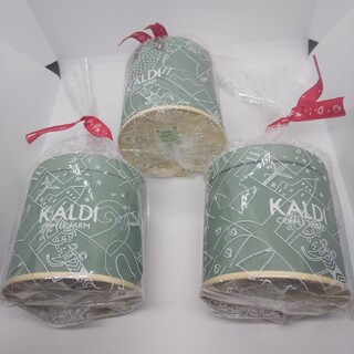 カルディ(KALDI)のカルディ   オリジナル   ミニキャニスター缶   カーキ   3個セット(容器)