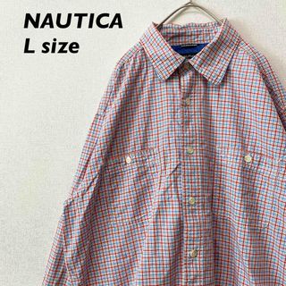 ノーティカ(NAUTICA)のノーティカ　長袖シャツ　チェック　ワンポイント刺繍ロゴ　男女兼用　Lサイズ(シャツ)