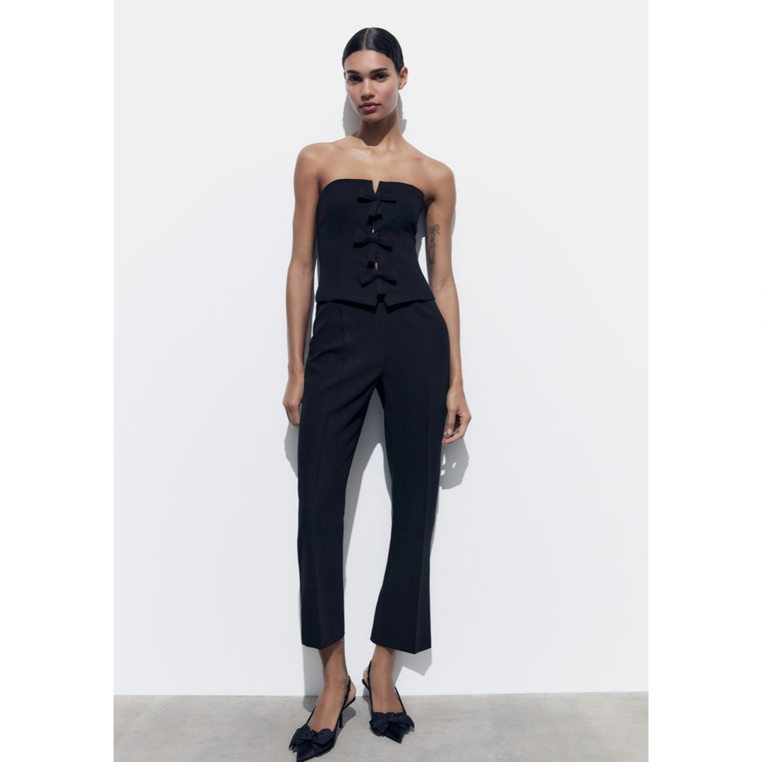 ZARA - ZARA リボンストラップレスジャンプスーツ Lの通販 by ZARA - ZARA リボンストラップレスジャンプスーツ Lの通販 by
