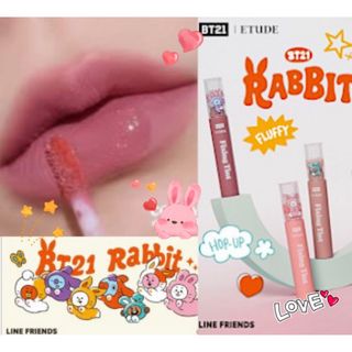 エチュードハウス(ETUDE HOUSE)のETUDE×BT21うさぎ❤︎洒落感ミュートリップ 白薔薇 ヌーディピンク (口紅)