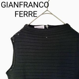 ジャンフランコフェレ(Gianfranco FERRE)の極美品【ジャンフランコフェレ】ノースリーブトップス　イタリア製　綿　40　上質(シャツ/ブラウス(半袖/袖なし))