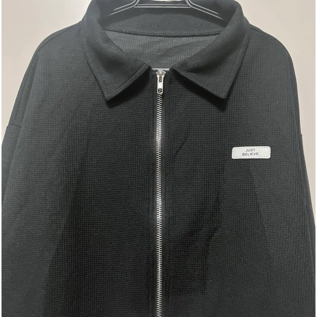 ワッフルライトサマーブルゾン 襟付きショート丈 ジップ ジャケット レディースのジャケット/アウター(ブルゾン)の商品写真