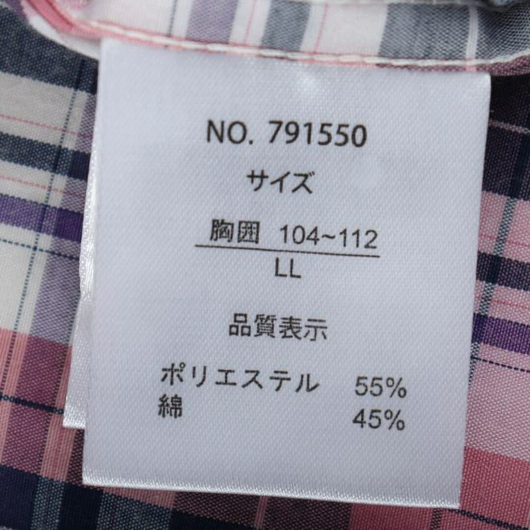 ファーストダウン 半袖シャツ チェック柄 アウトドアウエア 大きいサイズ メンズ LLサイズ 紺×ピンク×白 FIRST DOWN メンズのトップス(シャツ)の商品写真