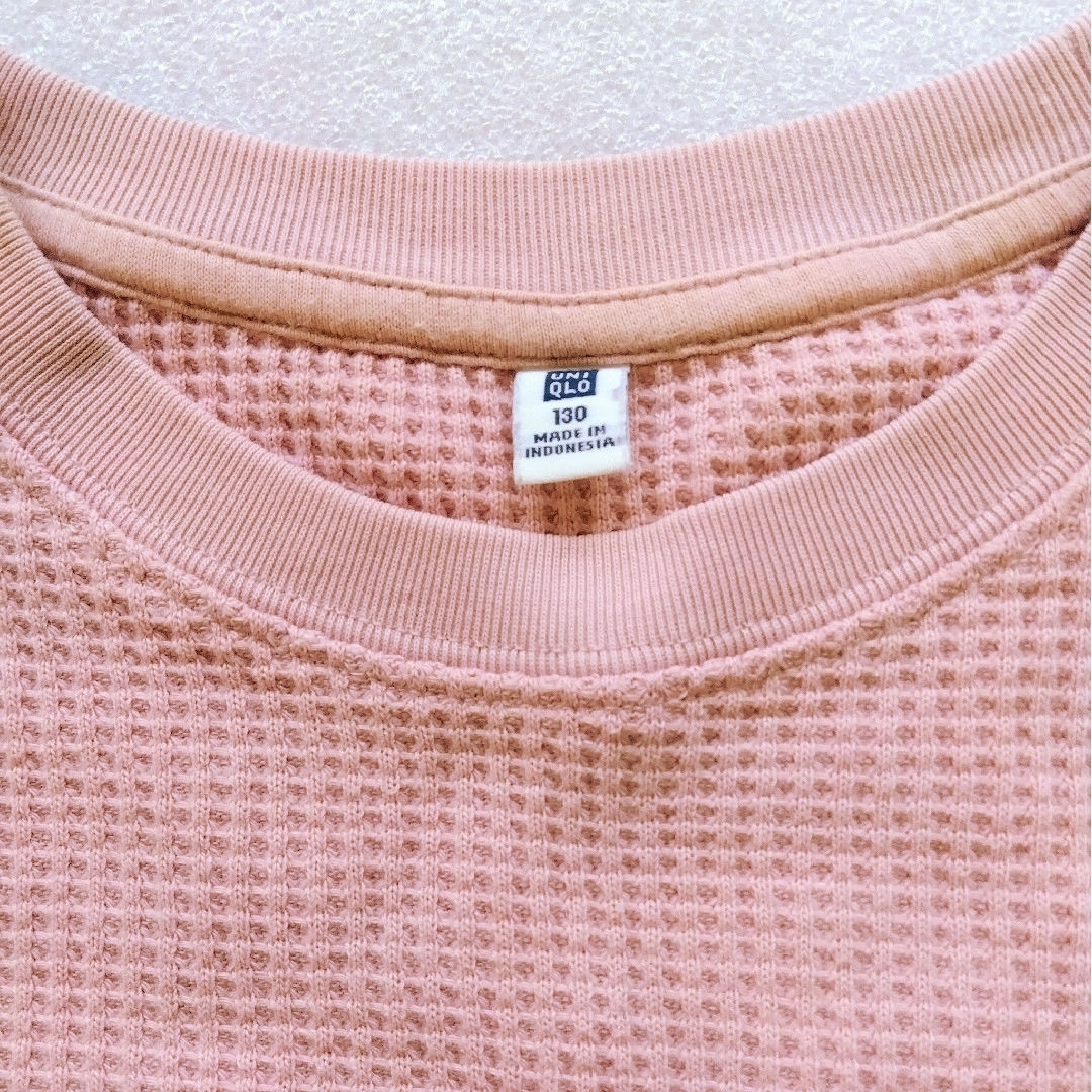 UNIQLO(ユニクロ)の半袖ワッフル地Ｔシャツ キッズ/ベビー/マタニティのキッズ服女の子用(90cm~)(Tシャツ/カットソー)の商品写真