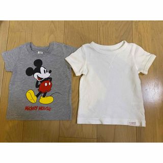 ニシマツヤ(西松屋)の☆中古☆８０ミッキー&白半袖Ｔシャツ２枚セット(Ｔシャツ)