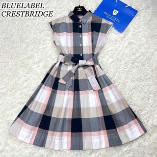 ブルーレーベルクレストブリッジ(BLUE LABEL CRESTBRIDGE)の美品☆ブルーレーベルクレストブリッジ  チェックシャツワンピース 桐谷美玲 36(ひざ丈ワンピース)