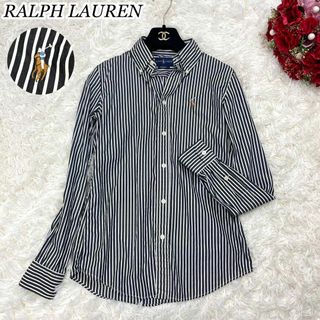 ラルフローレン(Ralph Lauren)の【現行タグ】美品 ラルフローレン ストライプ ボタンダウン シャツ レディース0(シャツ/ブラウス(長袖/七分))