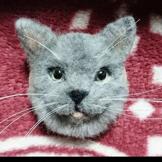 羊毛フェルト猫 ロシアンブルー 額縁スタンド型(猫)