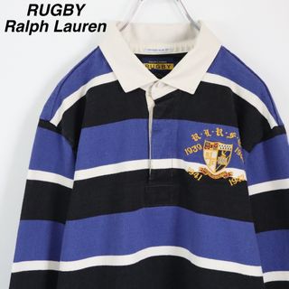 ポロラルフローレン(POLO RALPH LAUREN)の【太ボーダー】ラグビーラルフローレン／ラガーシャツ　ワンポイント　刺繍ロゴ　L(ポロシャツ)