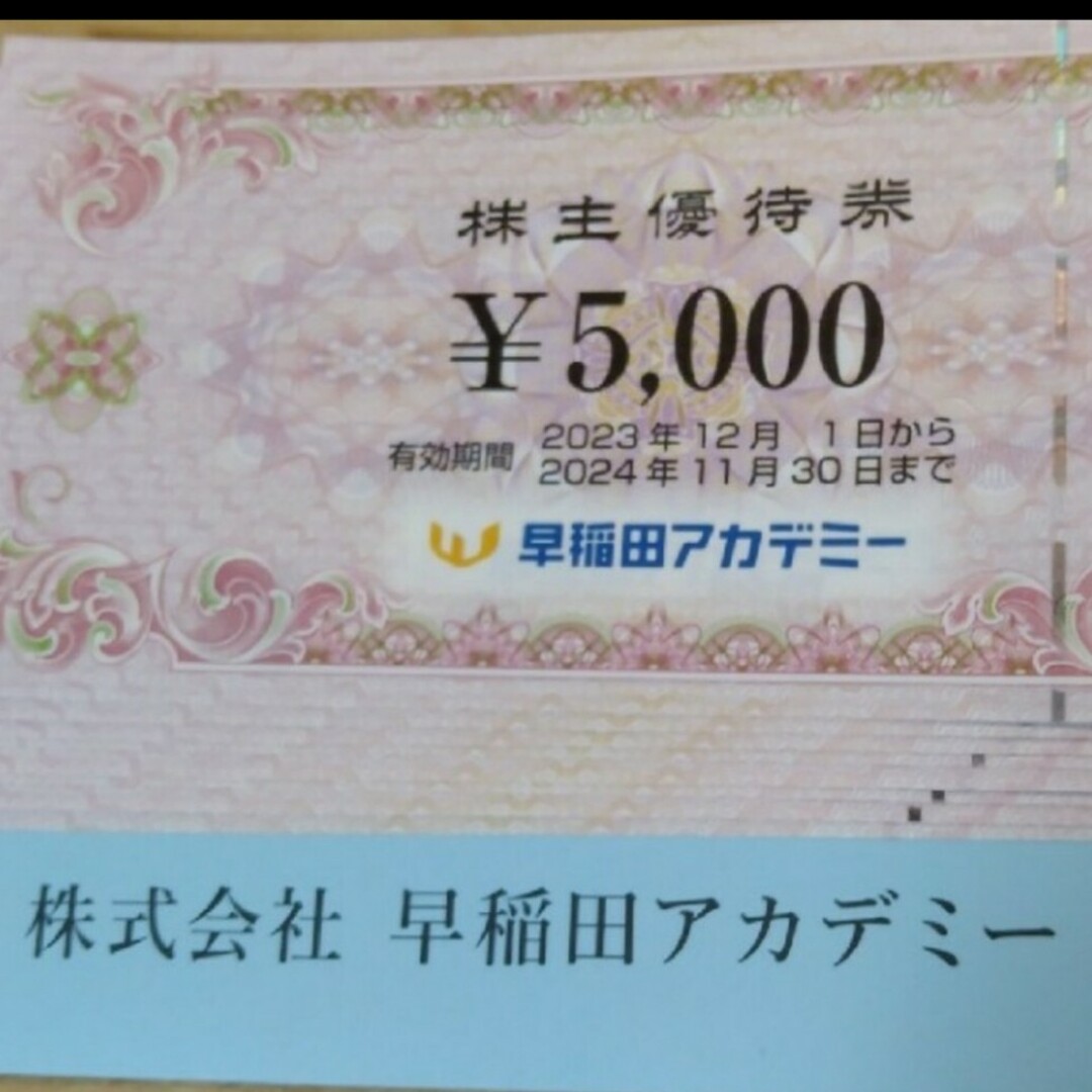 24時間以内匿名発送❣️早稲田アカデミー 株主優待券10枚50,000円分 チケットの施設利用券(その他)の商品写真