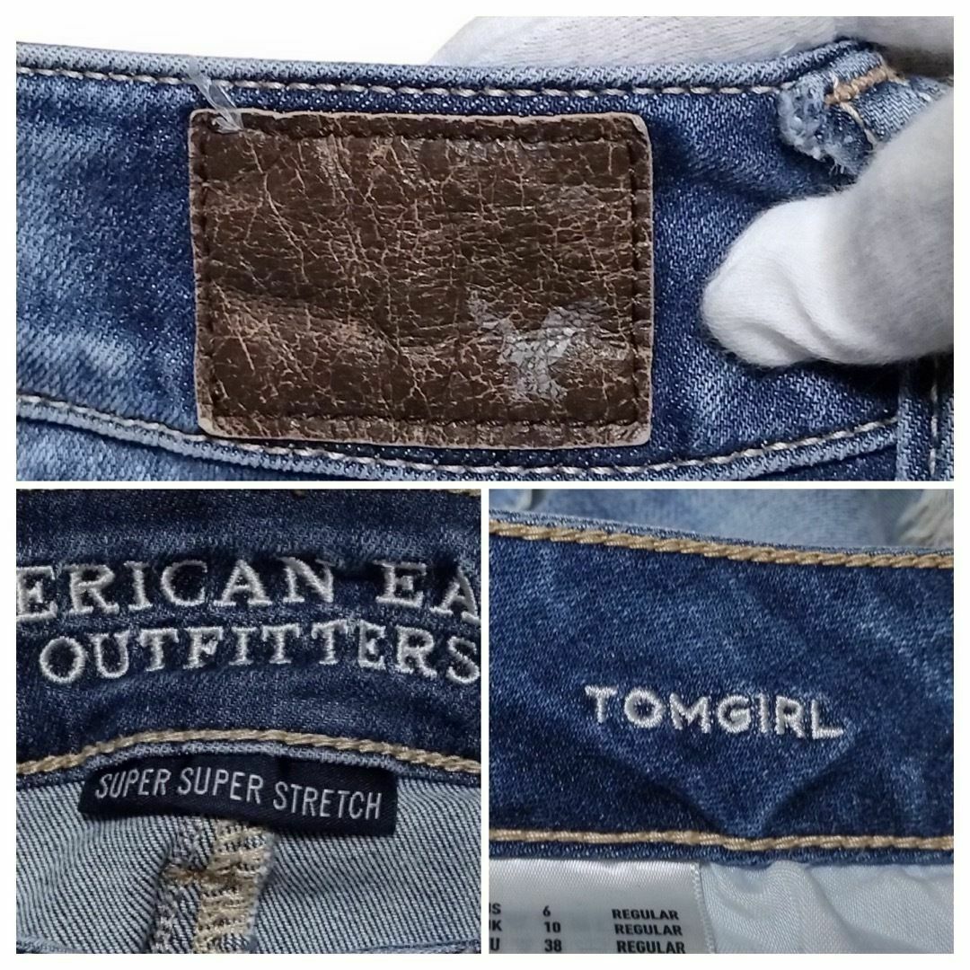 American Eagle(アメリカンイーグル)のアメリカンイーグル TOMGIRL ダメージ加工 US6 ウエスト75cm L レディースのパンツ(デニム/ジーンズ)の商品写真