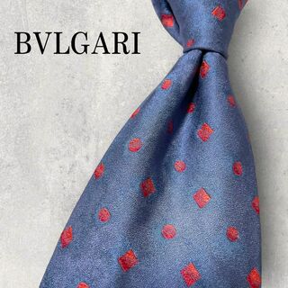 ブルガリ(BVLGARI)の美品 BVLGARI ブルガリ ジャガード 水玉柄 ドット柄 ネクタイ ブルー(ネクタイ)