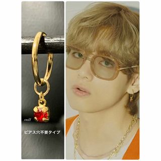 BTS テテ 着用タイプ【ワンポイントビジューイヤリング 1個】(ピアス(片耳用))