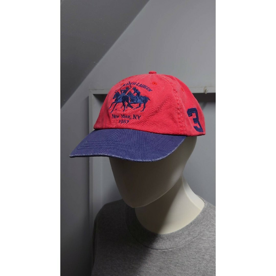 POLO RALPH LAUREN(ポロラルフローレン)のPolo Ralph Lauren ダブルポニー キャップ ツートン レッド メンズの帽子(キャップ)の商品写真