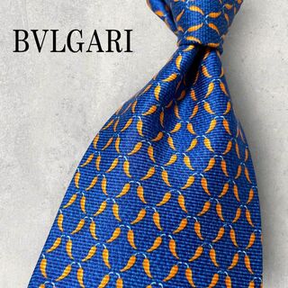 ブルガリ(BVLGARI)の美品 BVLGARI ブルガリ セッテピエゲ 唐辛子柄 格子柄 ネクタイ ブルー(ネクタイ)