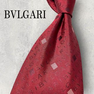 ブルガリ(BVLGARI)の美品 BVLGARI ブルガリ ロゴグラム ストライプ ネクタイ ボルドー(ネクタイ)