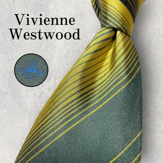 ヴィヴィアンウエストウッド(Vivienne Westwood)の美品 Vivienne Westwood ストライプ ネクタイ イエロー 緑(ネクタイ)