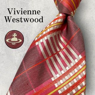 ヴィヴィアンウエストウッド(Vivienne Westwood)の美品 Vivienne Westwood ジャガード チェック柄 ネクタイ 赤(ネクタイ)