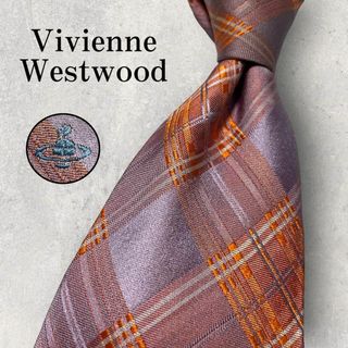 美品 Vivienne Westwood ジャガード チェック柄 ネクタイ 紫