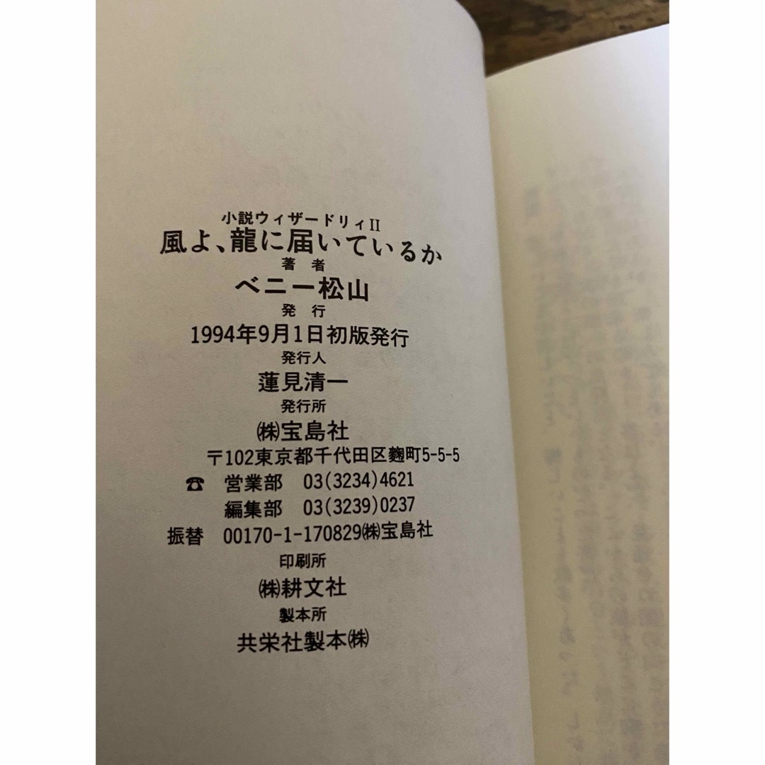 宝島社(タカラジマシャ)の風よ。龍に届いているか　小説ウィザードリィⅡ エンタメ/ホビーの本(文学/小説)の商品写真