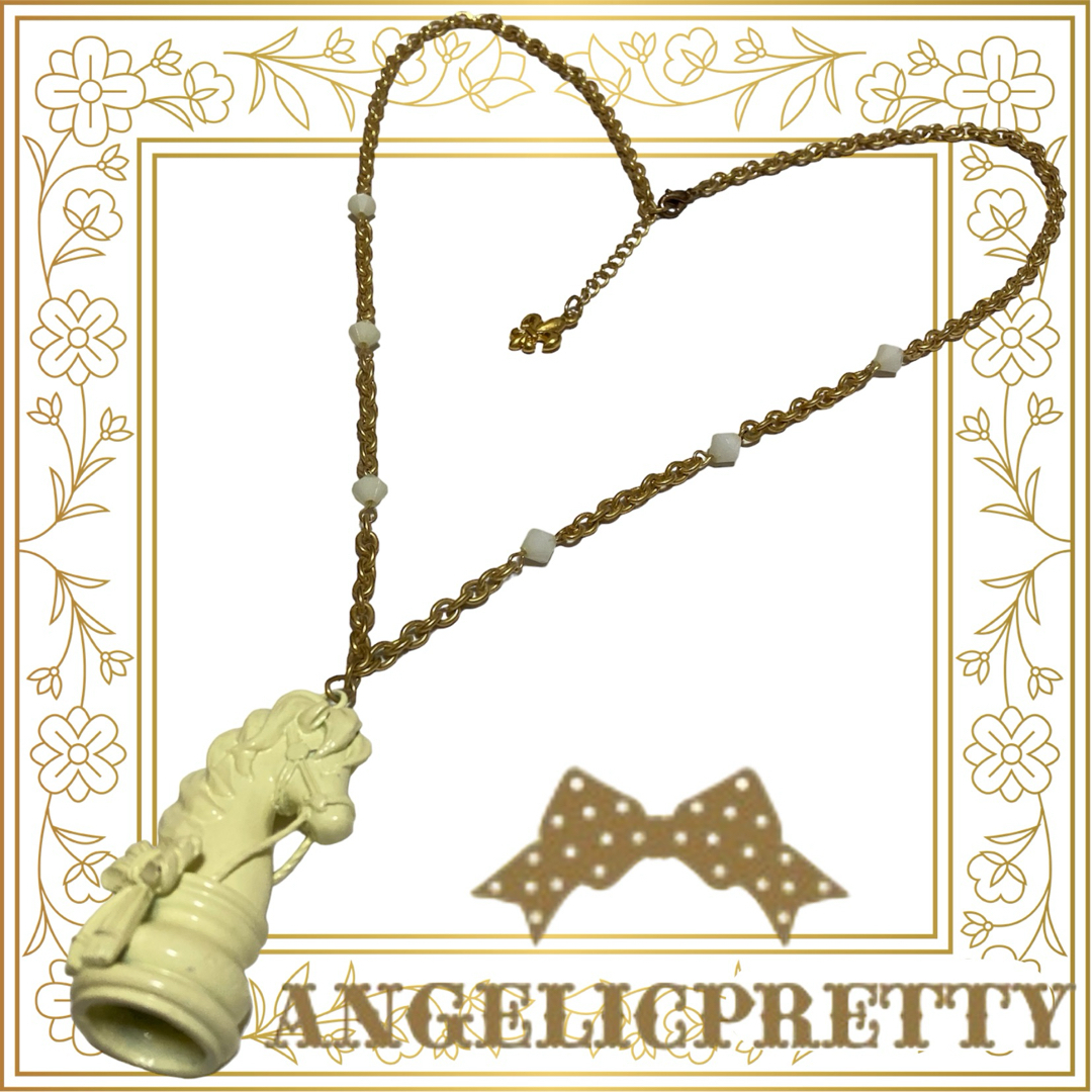 Angelic Pretty(アンジェリックプリティー)のチェスチョコポニー駒ネックレスアイボリー/angelic pretty/ロリィタ レディースのアクセサリー(ネックレス)の商品写真