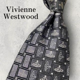 美品 Vivienne Westwood ジャガード オーブ柄 ネクタイ グレー