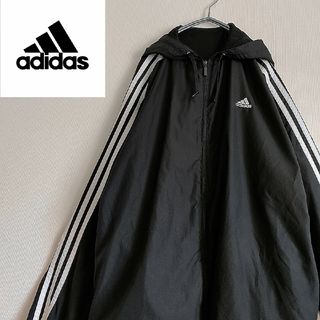 アディダス(adidas)のアディダス　フルジップ　ナイロン　パーカー　黒　ウインドブレーカー　古着(ナイロンジャケット)