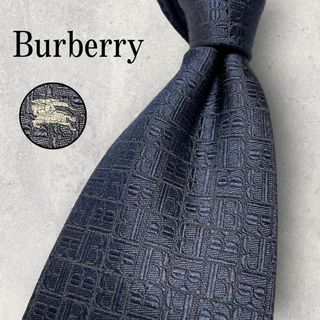 BURBERRY - 美品 Burberry バーバリー B柄 ソリッドタイ ネクタイ ネイビー 紺