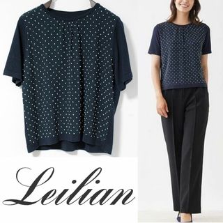 レリアン(leilian)の新品 ※レリアン 定価39600円 立体水玉 切替クルーネックカットソー 13＋(カットソー(半袖/袖なし))