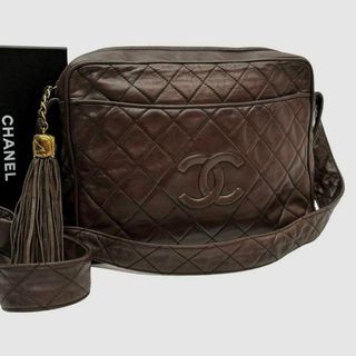 シャネル(CHANEL)のシャネル マトラッセ 立体 ココマーク フリンジ ショルダー バッグ 茶色(ショルダーバッグ)