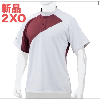 ミズノプロ(Mizuno Pro)のミズノプロソーラーカットベースボールシャツ2XOホワイトエンジ遮熱素材/男女兼用(ウェア)