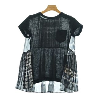 サカイ(sacai)のsacai サカイ Tシャツ・カットソー 1(S位) 黒x白x紺(総柄) 【古着】【中古】(カットソー(半袖/袖なし))