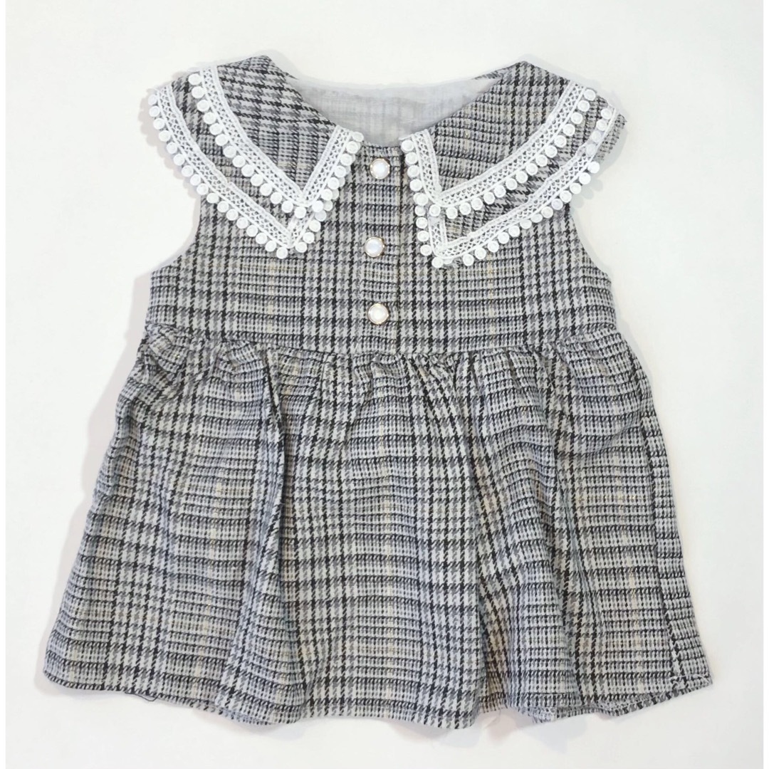 【新品】90 ワンピース グレー色 フォーマル ベビー服 女の子  キッズ/ベビー/マタニティのキッズ服女の子用(90cm~)(ワンピース)の商品写真