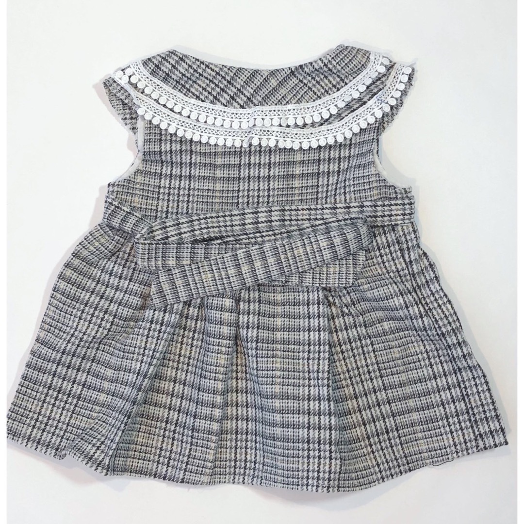 【新品】90 ワンピース グレー色 フォーマル ベビー服 女の子  キッズ/ベビー/マタニティのキッズ服女の子用(90cm~)(ワンピース)の商品写真