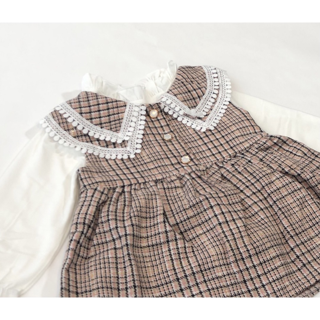 【新品】90 ワンピース フォーマル ベビー服 女の子 キッズ/ベビー/マタニティのキッズ服女の子用(90cm~)(ワンピース)の商品写真