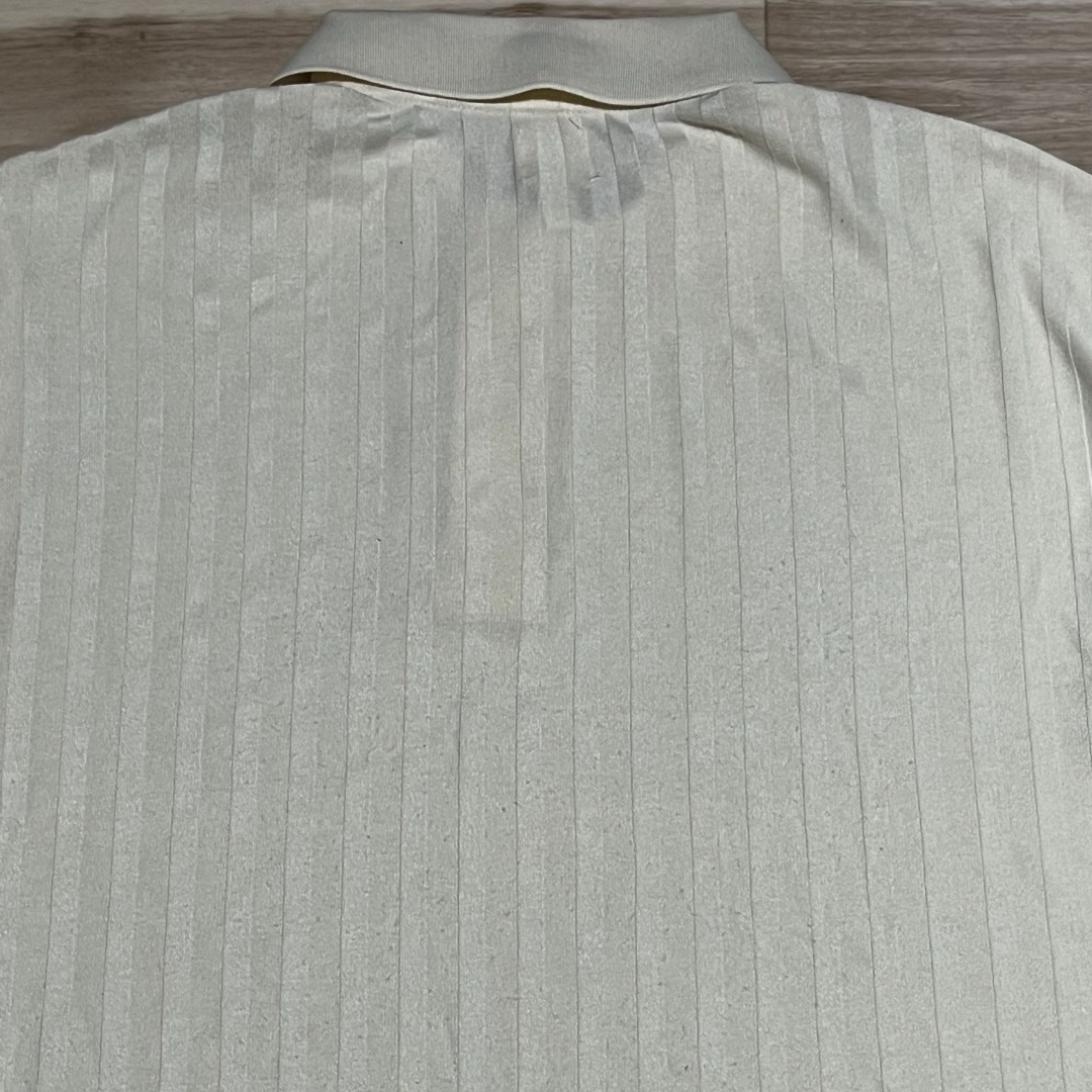 H&M(エイチアンドエム)のH&M メンズ半袖ニットポロシャツ ストライプ イエロー系 大きめSサイズ メンズのトップス(ポロシャツ)の商品写真