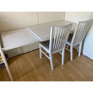 イケア(IKEA)のIKEA イケア ダイニングセット 2-6人用　伸長式テーブル チェア 食卓(ダイニングテーブル)