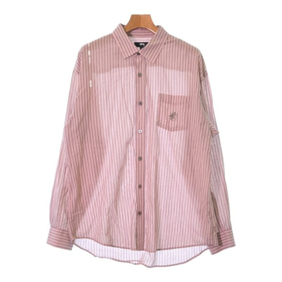 STUSSY(ステューシー)のSTUSSY ステューシー カジュアルシャツ M ピンクx茶x白(ストライプ) 【古着】【中古】 メンズのトップス(シャツ)の商品写真