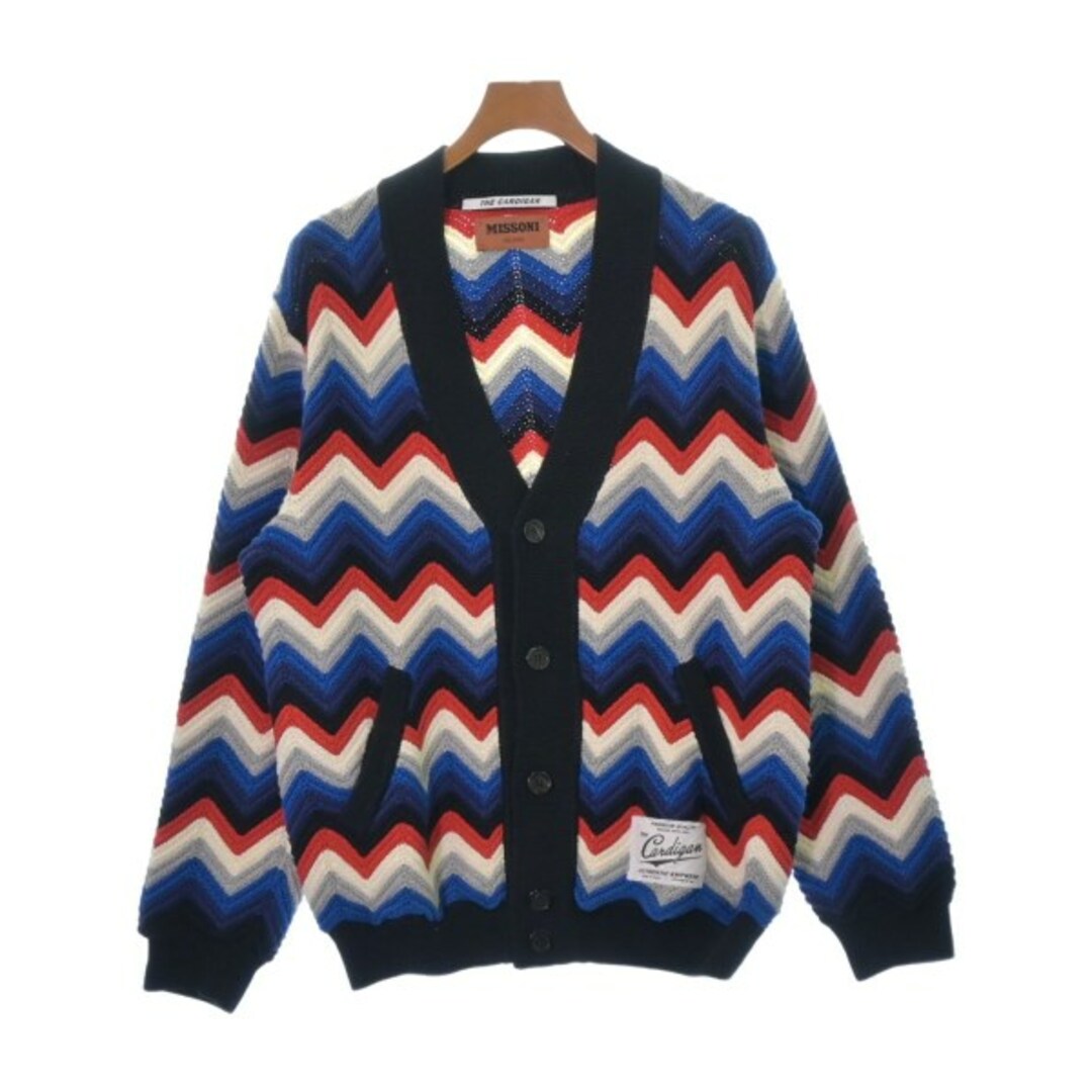 MISSONI(ミッソーニ)のMISSONI ミッソーニ カーディガン 46(M位) 青x赤x白等(総柄) 【古着】【中古】 メンズのトップス(カーディガン)の商品写真