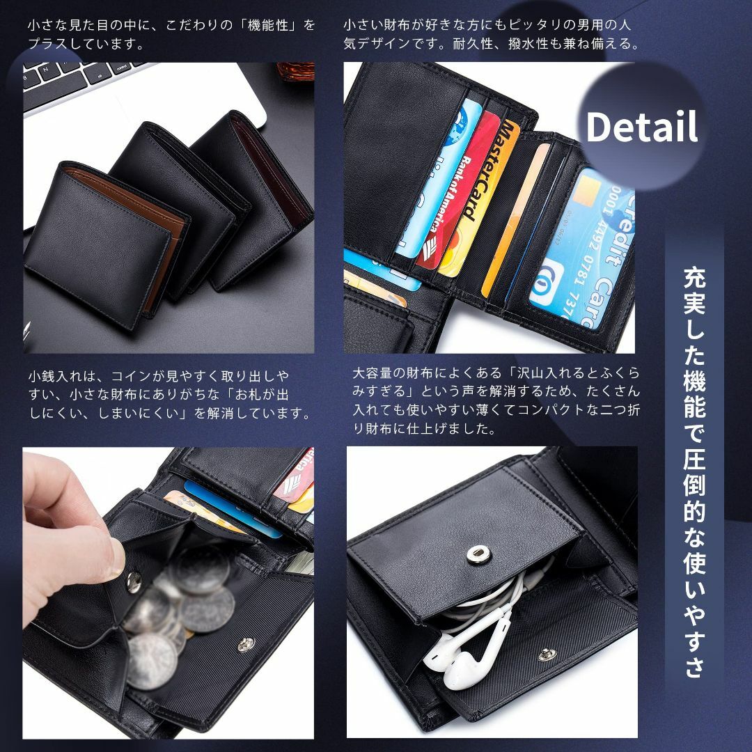 【色: ブラック】[GENMAI SOEASY] 財布 メンズ 二つ折り 二つ折 メンズのバッグ(その他)の商品写真
