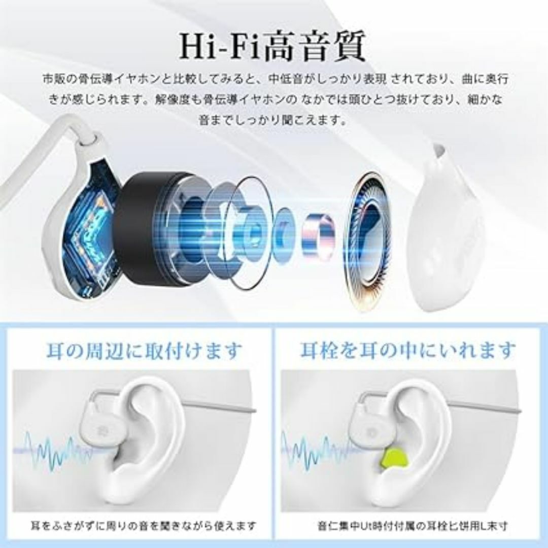 2024業界新登場 空気伝導イヤホン Bluetooth 5.3 ワイヤレスイヤ メンズのジャケット/アウター(ノーカラージャケット)の商品写真