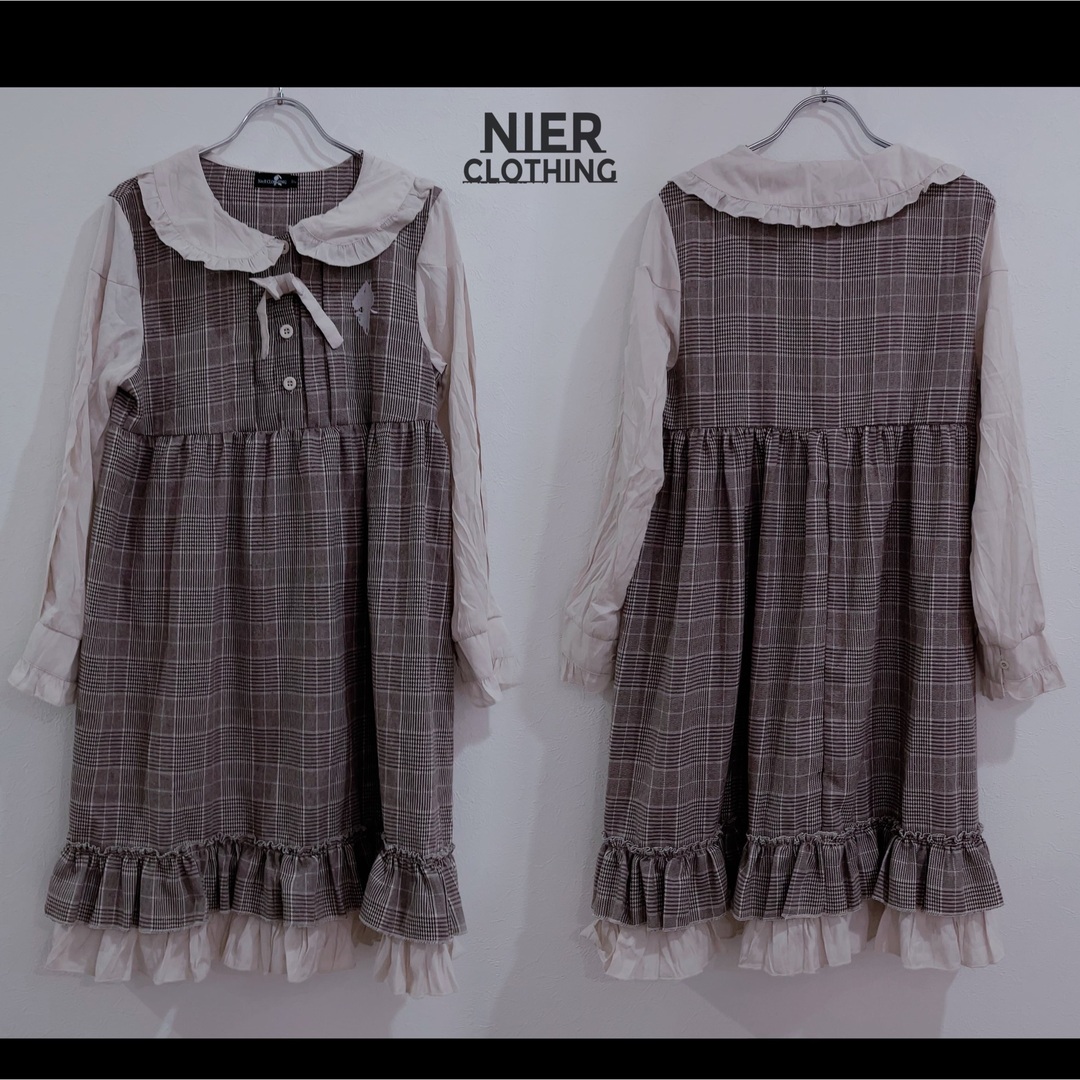 NieR Clothing(ニーアクロージング)のフリル襟フレアワンピース レディースのワンピース(ひざ丈ワンピース)の商品写真