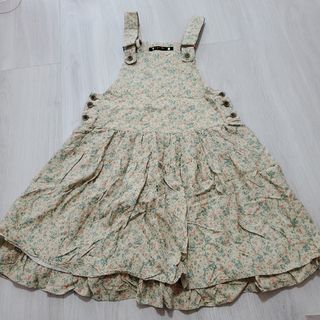 franche lippee - フランシュリッペ♡ サロペットスカート♡ お花柄♡ベージュ♡ Мサイズ