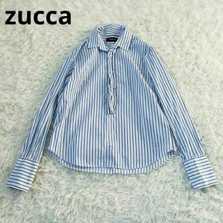 ズッカ(ZUCCa)のzucca ズッカ　ストライプ　フリル　プルオーバーシャツ(シャツ/ブラウス(長袖/七分))