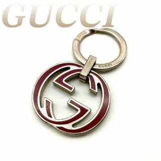 Gucci - グッチ キーホルダー キーリング 真鍮 シルバー×レッド 60403