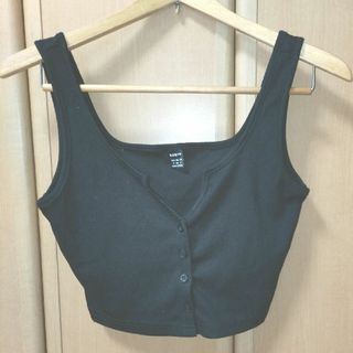 シーイン(SHEIN)のSHEIN 　クロップド トップス　黒(タンクトップ)