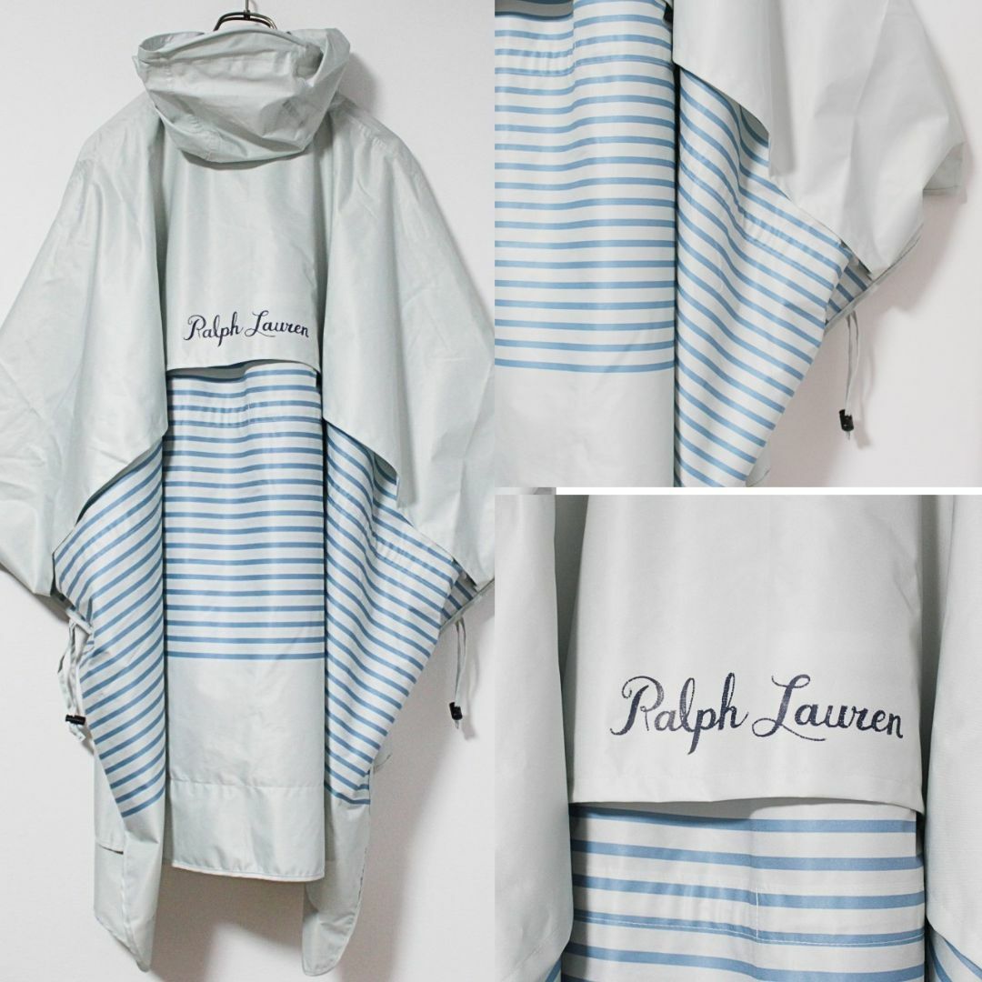 POLO RALPH LAUREN(ポロラルフローレン)の新品 ポロラルフローレン ポケッタブルポンチョ レインコート レインウェア 薄青 レディースのファッション小物(レインコート)の商品写真