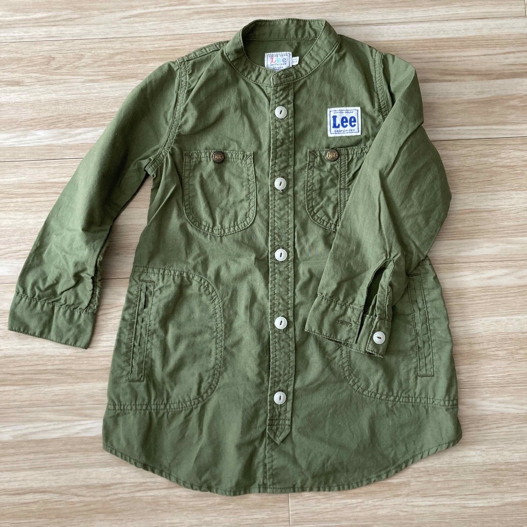 Lee(リー)のLEE カーキ　ワンピース　ジャケット　羽織り キッズ/ベビー/マタニティのキッズ服女の子用(90cm~)(ジャケット/上着)の商品写真