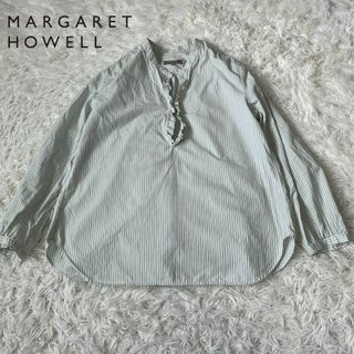 マーガレットハウエル(MARGARET HOWELL)のマーガレットハウエル　プルオーバー　フリル　ストライプ　シャツ(シャツ/ブラウス(長袖/七分))