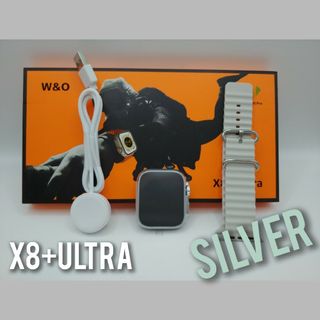 【体温・着信・ベルト】スマートウォッチ(シルバー)X8+ULTRA 日本語対応(腕時計(デジタル))